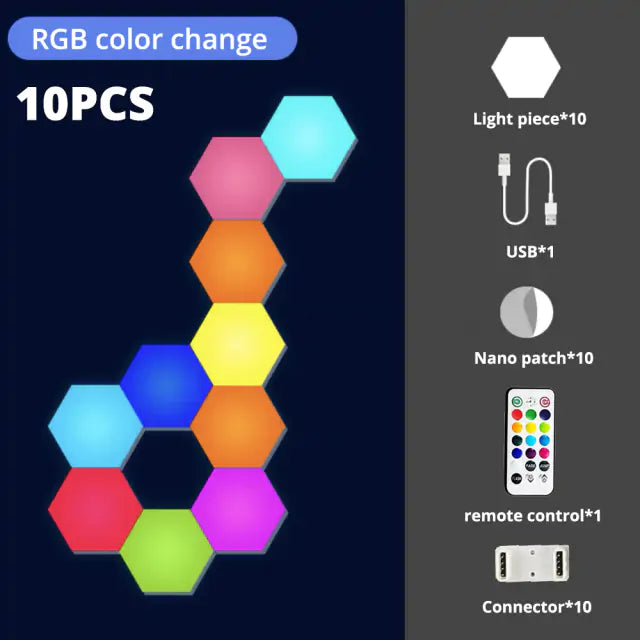 LED Hexagon Wall Light Indoor RGB Night Light